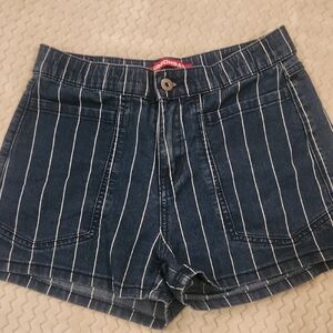 UNIONBAY Women's Dark Blue Pinstripe Jean Shorts